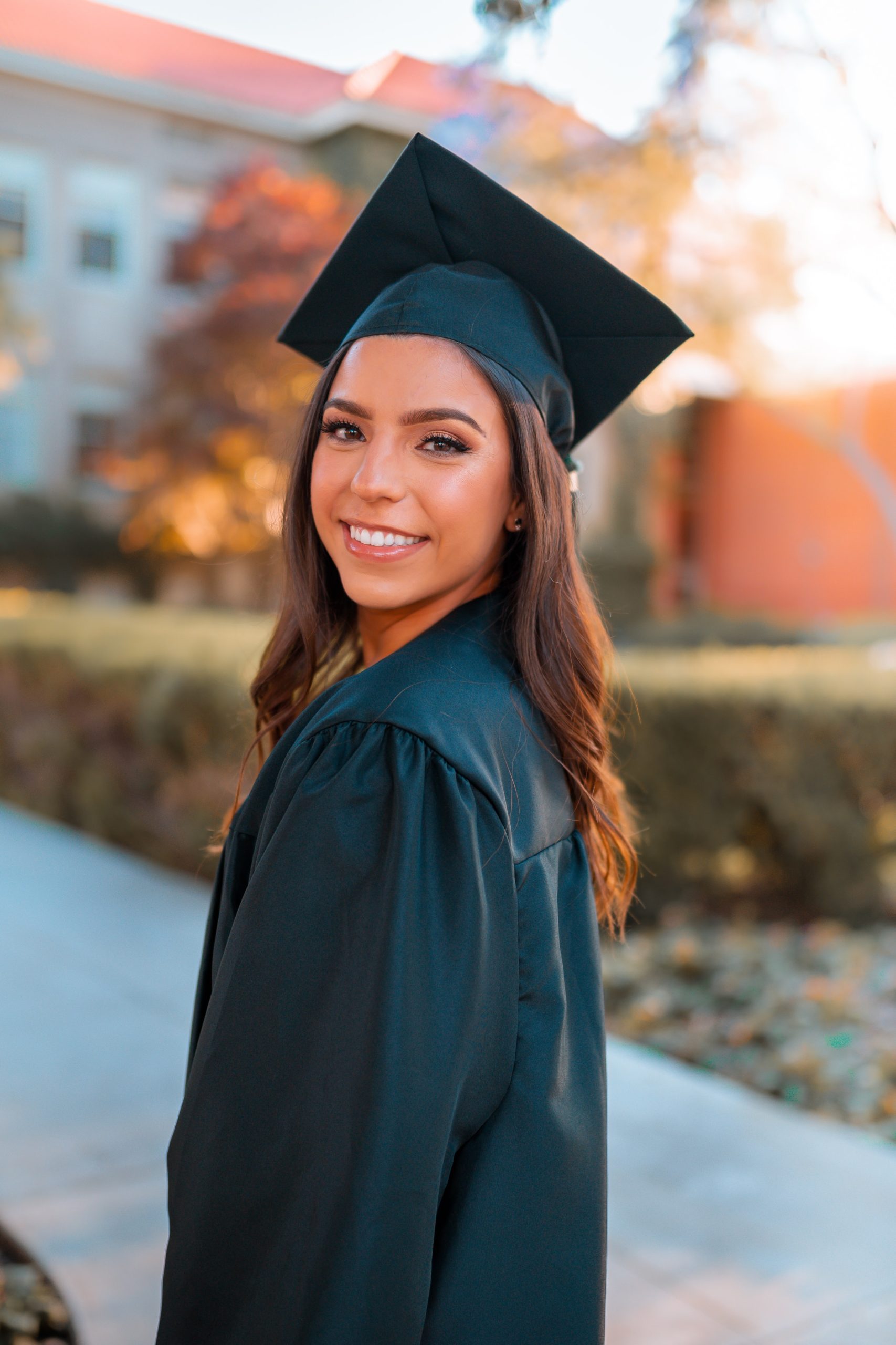Young lady in cap and gown