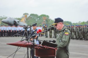 Military general giving a speech