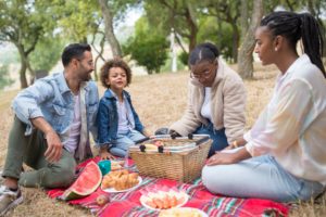 a family together at the park