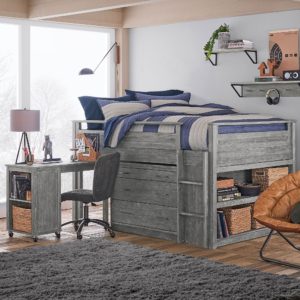 bunk bed with dresser and desk