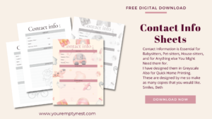 set of 4 contact information sheets